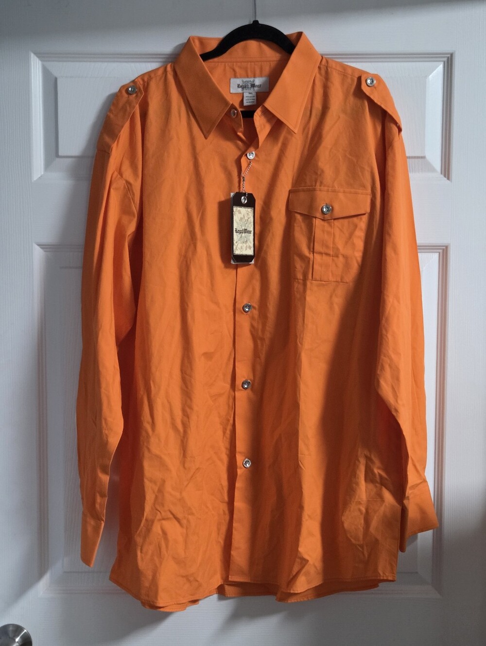 NWT Mens Regal Wear Bright Orange Button-Up Shirt Size 3XL